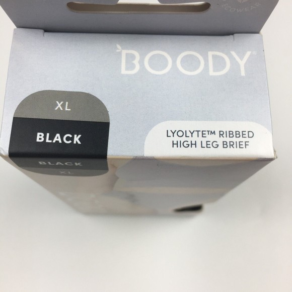 NIP BOODY Women's XL Lyolyte Ribbed High Leg Brief Black Seamless Soft bamboo - Picture 7 of 10